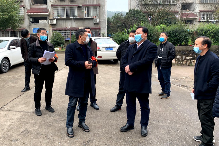 冷水江市委副书记、市长曾伯怡一行到金竹山分公司调研疫情防控工作